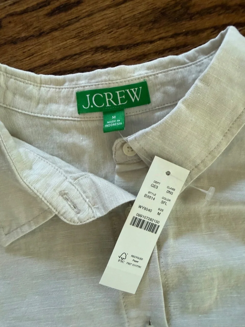 New J. Crew Relaxed-Fit Beach Shirt in Linen-Cotton Blend Sheer Flax Size Medium